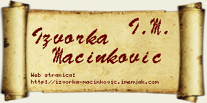 Izvorka Mačinković vizit kartica
